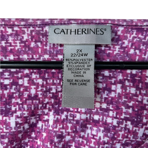 Catherines Plus Size 2X 22/24W Pink/Purple Boho Blouse Shirt Top Business - Picture 4 of 8